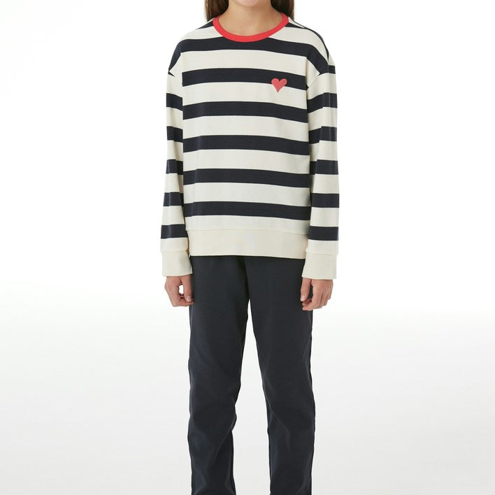 Schiesser Kids - Nightwear - Long Pajamas with Stripes and Heart