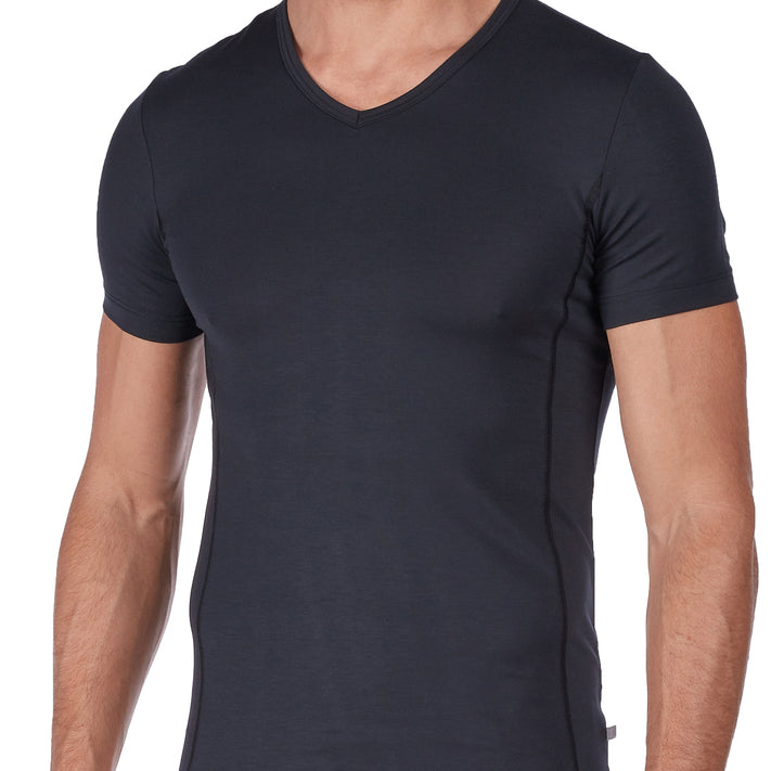 HUBER hautnah - Lyocell Selection - V-neck Shirt s/slv