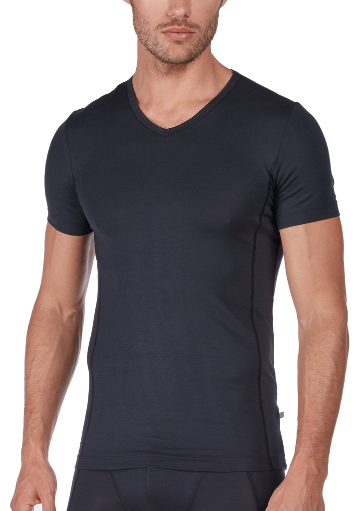 HUBER hautnah - Lyocell Selection - V-neck Shirt s/slv